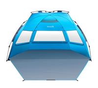 OutdoorMaster Pop Up 3-4 Person Beach Tent X-Large - Easy Setup, Portable Beach Shade Canopy Folding Sun Shelter with UPF 50+ UV Protection Removable Skylight Family Size (Blue)