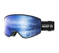 OutdoorMaster Pulse Ski Goggles, Frameless OTG Cylindrical Snow Goggles with Lock & Fit Lens Change System for Men, Women & Youth, Revo Blue Vlt 16%