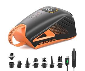 OutdoorMaster Shark 3 Paddle Board Pump Electric - 3'50" Fast Inflation, 20PSI 74Wh Rechargeable SUP Air Pump- Auto-Off & Deflation, 12V/15.8V DC & Type-C Input, 8 Nozzles for Inflatables, Boats,Kites