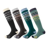 OutdoorMaster Ski Socks, 2/3/4 Pack Snowboarding Socks for Men & Women, Thermal Winter Warm & Breathable, Over The Calf