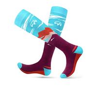 OutdoorMaster Ski Socks for Women, 2-Pair Pack Skiing and Snowboarding Thermal Socks with OTC Design w/Non-Slip Cuff