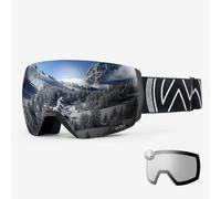 OutdoorMaster ULTRA Ski Snow Goggles + Lens Bundle for Men&Women-Black Frame Grey Lens with Silver+ Clear Lens