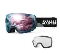 OutdoorMaster ULTRA Ski Snow Goggles + Lens Bundle for Men&Women-Grey Frame Grey Lens with Revo Pink+ Clear Lens