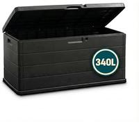 OutdoorOasis Large Garden Storage Box 340L - Plastic Outdoor Cushion Storage Chest with Lockable Lid - Water Resistant Deck Box for Parcels, Tools & Toys, Grey