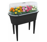 OutdoorOasis Raised Beds for Garden & Patio Planter with Greenhouse Cover - Elevated Mini Propagator on Legs for Vegetables, Herbs & Seeds - Portable Plastic Grow House (83cm), Grey