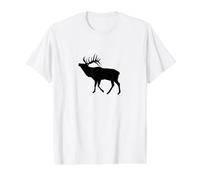Outdoors Hunting Rocky Mountain Elk in Silhouette Value Graphic T-Shirt, Men, White, L
