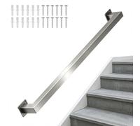 Outdoors Staircase Handrail - Complete Kit，Metal Stairs Railing 60cm 1m 1.2m 1.5m 1.8m 2m 300cm Staircase Banister Hand Rails，Stainless Steel Wall Mount Support Grab Bar(20ft/600cm)