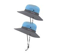 Outdoors Tribe Sun Hat for Women, 2 Pack Sun Hat Womens, Foldable Mesh Wide Brim Beach Ponytail Fishing Hat (UK, Alpha, One Size, Blue)