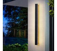 Outdoors Wall Sconce Simplicity LED Metal Wall Lighting Waterproof IP65 Modern Rectangular Shaped Flush LED Wall Lamp for Garden Front Door Yard Bedroom Hotel (Black) (80cm24W)