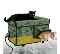 Outdoors Waterproof Heated Cat House, Removable and Washable Cat Villa Pet House Mat Cage, Winter Insulated Feral Stray Outdoor Cat Shelter with Heater, for Feral Cats/Dogs green S