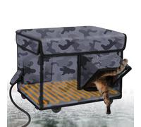 Outdoors Waterproof Heated Cat House, Removable and Washable Cat Villa Pet House Mat Cage, Winter Insulated Feral Stray Outdoor Cat Shelter with Heater, for Feral Cats/Dogs gray L