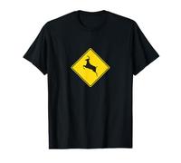 Outdoors Yellow Deer Crossing Sign Value Graphic T-Shirt