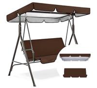 OutdoorSwingCanopy&CushionReplacementSetWaterproof210DOxfordWindproofCoverfor23SeaterPatioHammockBrownSize:164x114x15cm