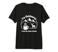Outdoorsy Coffee Lover Funny Scenic Camping Design Premium T-Shirt