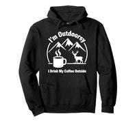 Outdoorsy Coffee Lover Funny Scenic Camping Design Pullover Hoodie