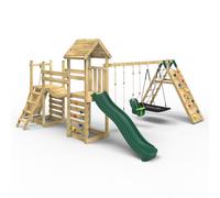 OutdoorToys Double Garden Tower Climbing Frame with Flexible Bridge, Swing & Slide for Kids - Sanford in Beige OutdoorToys Beige