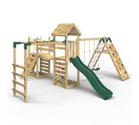 OutdoorToys Double Tower Climbing Frame with Flexible Bridge, Swing & Slide - Dolomite in Beige OutdoorToys Beige