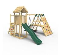 OutdoorToys Extended Tower Wooden Climbing Frame with Swings & Slide - Crestone in Beige OutdoorToys Beige