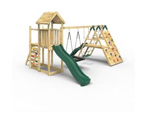 OutdoorToys Extended Tower Wooden Climbing Frame with Swings & Slide - San Luis in Beige OutdoorToys Beige