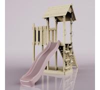 OutdoorToys PolarPlay Balcony Tower Kids Wooden Climbing Frame with Slide - Una Rose in Beige OutdoorToys Beige