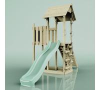 OutdoorToys PolarPlay Balcony Tower Kids Wooden Climbing Frame with Slide - Una Sage in Beige OutdoorToys Beige