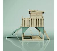 OutdoorToys PolarPlay Climbing Platform & Playhouse with Double Swing Set Swing - Nils with Baby Seat Ice Blue OutdoorToys Blue