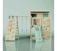 OutdoorToys PolarPlay Climbing Platform & Playhouse with Single Swing & Climbing Wall - Emil Baby Ice Blue OutdoorToys Blue