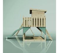 OutdoorToys PolarPlay Climbing Platform & Playhouse with Single Swing & Climbing Wall - Emil Dusky Pink OutdoorToys Pink