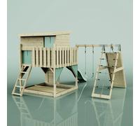 OutdoorToys PolarPlay Climbing Platform & Playhouse with Single Swing & Climbing Wall - Emil Ice Blue OutdoorToys Blue