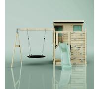 OutdoorToys PolarPlay Climbing Platform & Playhouse with Single Swing for Kids - Nils Boat Ice Blue OutdoorToys Blue