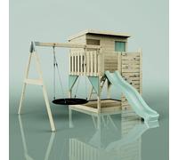 Rebo PolarPlay Climbing Platform & Playhouse with Single Swing - Nils Boat Mint Green Rebo Green