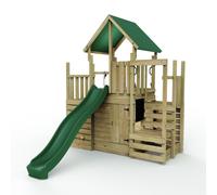 OutdoorToys Wooden Climbing Frame with Play Tower, Climbing Wall & Slide - M21 Ramp & Den in Brown OutdoorToys Brown