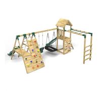 OutdoorToys Wooden Climbing Frame with Swing, Climbing Wall, Monkey Bars & Two Slides - Cairngorm Green OutdoorToys Green
