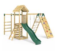 OutdoorToys Wooden Climbing Frame with Swing, Climbing Wall, Monkeybars & Slide - Carpathian Green OutdoorToys Green