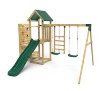 Wooden Climbing Frame with Swings, Monkey Bars, Climbing Walls and Slide - El Capitan Green Rebo Green One Size