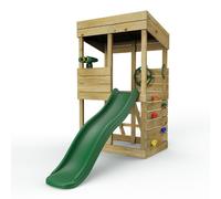 OutdoorToys Wooden Lookout Tower Playhouse with 6ft Slide Lookout with Adventure Pack in Beige OutdoorToys Beige