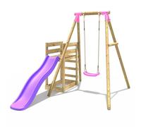 OutdoorToys Wooden Swing Set plus Deck & Slide Solar Pink OutdoorToys Pink