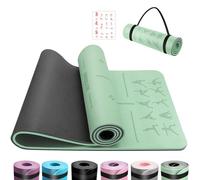 OUTDOUSE Yoga Mat with Alignment Lines,TPE 6mm Sports Exercise Mat,Non-Slip,for Gymnastics,Pilates,Home, Travel,Gymnastics Mat with Storage Straps,Yoga Mats for Women and Men,183x61x0.8cm