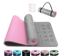 OUTDOUSE Yoga Mat with Alignment LinesTPE 6mm Sports Exercise MatNonSlipfor