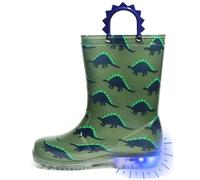 Outee Girls Boys Glitter Rain Boots, Dinosaur Bl-gn, 3 US Big Kid