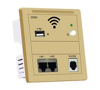 OUTENGDA 300Mbps Wireless Wall AP USB WiFi Router in Wall AP RJ45 WiFi Access Point with USB Charging Phone RJ11 On-Off Button [One Free Socket Box Included] (802.3AF Standard POE, gold)