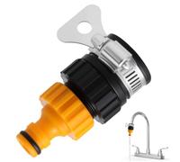 Outer 16mm Kitchen Tap Hose Connector, Inner 12mm Adjustable Collar Hose Pipe Connector Removable Rubber Plastic Durable Leak-Proof Universal Tap Connector for Pipe for Garden, Bathroom & Indoor Use