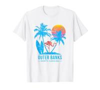 Outer Banks Carolina Vacation Vintage Sunset Value Graphic T-Shirt, Men, White, M