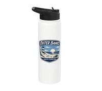 Outer Banks North Carolina Lighthouse Beach Ocean Sunset Stainless Steel Insulated Water Bottle