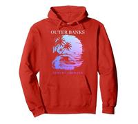Outer Banks North Carolina Pullover Hoodie, Adult Unisex, Red, Large