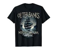 Outer Banks North Carolina Since 1587 Vintage Storm Ship Value Graphic T-Shirt