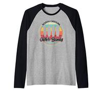 Outer Banks OBX. Retro Surfer Bus Vintage Van - Surf Raglan Baseball Tee