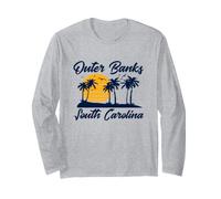 Outer Banks South Carolina Vintage Sunset Palm Trees Long Sleeve T-Shirt