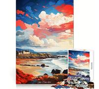 Outer Hebrides Oil Painting Jigsaw Puzzle for Teenagers 1000 Pieces Smart Game Family Time Pattern Assembly Santa Wish Pick (38x52cm)