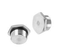 Outer Hex Head Thread Pipe Plug Fitting, NPT Male 304 Stainless Steel Solid Thread Bung Plug with Sealing Ring for Terminating Pipe Ends 2pcs G1/4